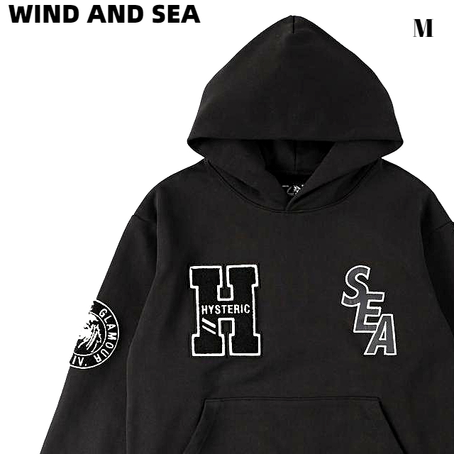 M【WIND AND SEA SEA HYSTERIC GLAMOUR X WDS HOODIE / BLACK (HYS-3-06)  WDS-HYS-3-06 No.02213ZI06396 ヒステリックグラマー X ウィンダンシー フーディー パーカー / ブラック 黒  2021AW 