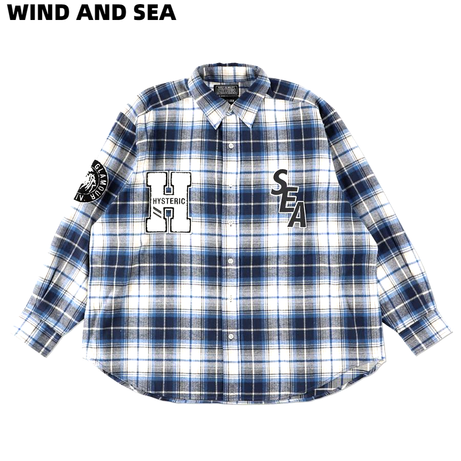 L【WIND AND SEA SEA HYSTERIC GLAMOUR X WDS CHECK SHIRT / BLUE (HYS-3-04)  WDS-HYS-3-04 No.02213ZI04470 ヒステリックグラマー X ウィンダンシー チェックシャツ / ブルー 2021AW  2021FW】 