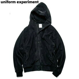 2【uniform experiment MICRO FLEECE BUTTON HOODY UE-189063 BLACK ユニフォームエクスペリメント マイクロ フリース パーカー】