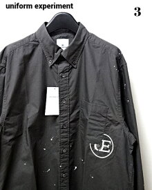 3 29,700円【uniform experiment DRIPPING BIG B.D SHIRT UE-210031 GRAY ユニフォームエクスペリメント B.Dシャツ ペンキドリップ】