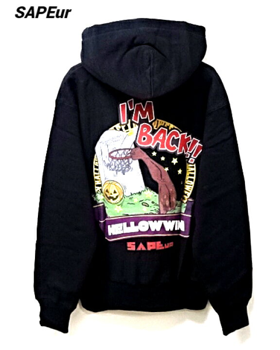 楽天市場】S【SAPEur HELLOWWIN DUNK HOODIE BLACK サプール パーカー 