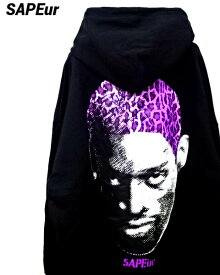 【SAPEur PURPLE LEOPARD HEAD HOODIE BLACK サプール パープル レオパード ヘッド フーディー SAPEue ロッドマン パーカー ブラック】