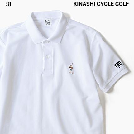 3L【KINASHI CYCLE GOLF ポロシャツ（プロゴルファー猿×木梨サイクル）WHITE キナシサイクル ゴルフ ポロシャツ ホワイト  木梨憲武】 | HEAVENS