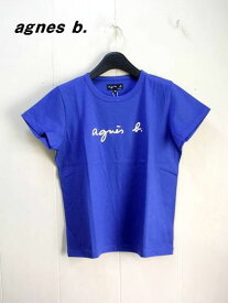 3 レディース【agnes b. LOGO TEE Blue アニエスベー ロゴTシャツ S137 ブルー】