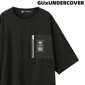 M【GU x UNDERCOVER スーパービッグジップポケットT(5分袖) UNDERCOVER BLACK ジーユー x アンダーカバー Tシャツ 黒 ブラック】