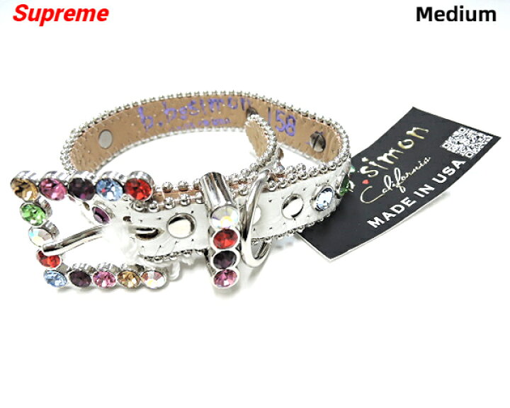 楽天市場】Medium【Supreme B.B. Simon Studded Dog Collar White  