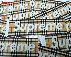 【Supreme x BURBERRY BOX LOGO Sticker BEIGE シュプリーム x バーバリー ボックスロゴ ステッカー ベージュ チェック 2022ss】