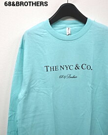 【68&BROTHERS Print L/S Tee 'The NYC & Co' Aqua シックスティエイトアンドブラザーズ ロンTシャツ カットソー アクア ティファニーカラー メンズ レディース ユニセックス】
