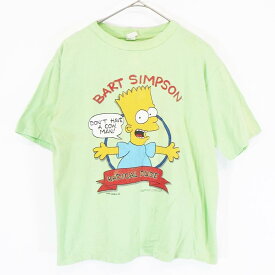 90年代 USA製 BART SIMPSON シンプソンズ 半袖Tシャツ キャラクター グリーン (メンズ L相当) 中古 古着 N5399