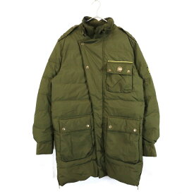 イタリア製 Belstaff ベルスタッフ シルバーレーベル ナイロンダウン ジャケット チンストラップ カーキ (メンズ M) 中古 古着 N9304