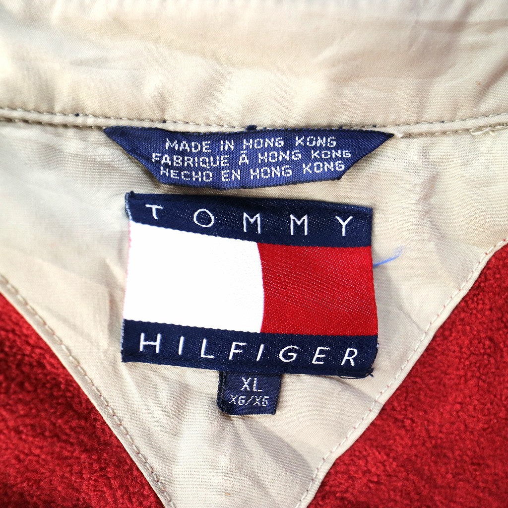 90s トミー ヒルフィガー スウィングトップ 刺繍ロゴ ネイビー XL 古着-