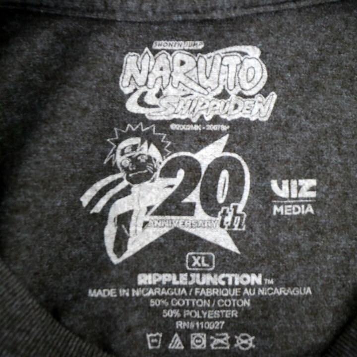 NARUTO ナルト 疾風伝 キャラクター 半袖 シャツ アニメ 暁 グレー メンズ XL 中古 古着 O2021 YAMAHISA USEDCLOTHINGSHOP