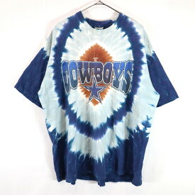 90年代 LIQUID BLUE NFL ダラス・カウボーイズ タイダイ柄 半袖 プリントTシャツ プロチーム ブルー (メンズ XXL) 中古 古着 O1865