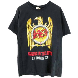 00年代 SLAYER スレイヤー Seasons in the Abyss 半袖Tシャツ バンドT ブラック (メンズ L) 中古 古着 O2255
