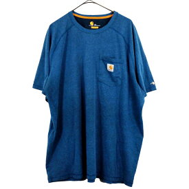Carhartt カーハート ポケット 半袖Tシャツ 大きいサイズ ワンポイント ブルー (メンズ 2XL) 中古 古着 O2390