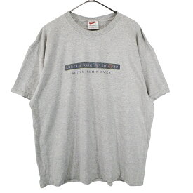 90年代 USA製 NIKE ナイキ 英文字 半袖Tシャツ カジュアル グレー (メンズ L) 中古 古着 O2570