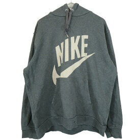 SALE///// NIKE ナイキ ロゴプリントパーカー フーディー スポーツ Vガゼット グレー (メンズ XL) 中古 古着 O3459