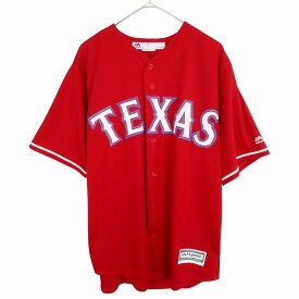 Majestic マジェスティック MLB テキサス レンジャーズ ベースボール半袖シャツ 29 BELTRE スポーツ レッド (メンズ L) 中古 古着 O3508