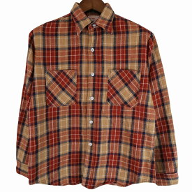 70年代 BIG MAC ビッグマック ネル長袖シャツ アメカジ チェック レッド (メンズ M) 中古 古着 O4558