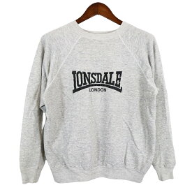 90年代 LONSDALE ロンズデール ワンポイント スウェット ブランドロゴ ラグランスリーブ グレー (メンズ L相当) 中古 古着 O4665