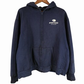 SALE///// 2000年代～ USA製 CAMBER キャンバー フルジップダブルフェイスフーディ パーカー ネイビー (レディース 2XL) 中古 古着 O4782