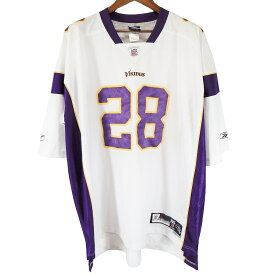 Reebok リーボック NFL ミネソタバイキングス ゲームシャツ ナンバリング メッシュ ホワイト (レディース 3XL) 中古 古着 O4786