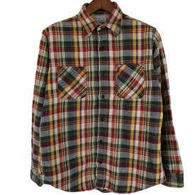 70年代 BIG MAC ビッグマック ヘビーネルシャツ 長袖シャツ 単色タグ チェック柄 ベージュ (メンズ L) 中古 古着 O4821