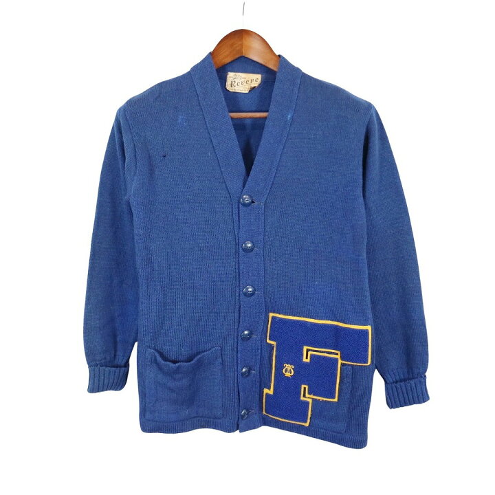 楽天市場】60年代 Revere レタードカーディガン ワッペン ブルー  