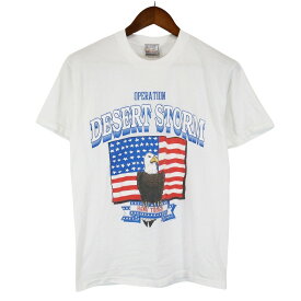 90年代 USA製 Skimmer DESERT STORM 湾岸戦争 半袖Tシャツ シングルステッチ ホワイト (メンズ L) 中古 古着 O7298