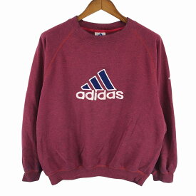 90年代 adidas アディダス スウェット アメカジ ボルドー (メンズ M) 中古 古着 O7752