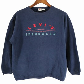 SALE/// Levi's リーバイス 文字刺繍 スウェット 刺繍 アメカジ ネイビー (レディース M) 中古 古着 O7918