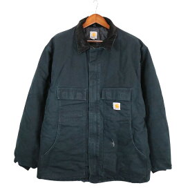 90年代 USA製 Carhartt カーハート トラディショナルコート ジャケット ワーク 大きいサイズ ブラック (メンズ 2XL) O8123 中古 古着