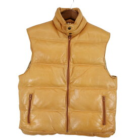 80年代 phillippe monet レザー ダウン ベスト 防寒 アメカジ ブラウン (メンズ L) O8371