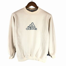 90年代 adidas アディダス ブランドロゴ刺繍 スウェット アメカジ ストリート ベージュ (メンズ L) 中古 古着 O9334