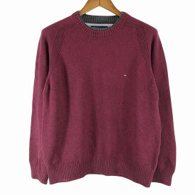 TOMMY HILFIGER トミーヒルフィガー ワンポイントロゴ セーター カジュアル ワインレッド (メンズ L) 中古 古着 P0331