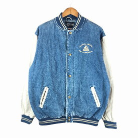SALE/// LUNA RIER ブルゾン デニムジャケット 防寒 刺繍 ワンポイント ブルー (メンズ L) P1233