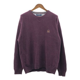 TOMMY HILFIGER トミーヒルフィガー コットン ニット セーター 大きいサイズ 無地 ワインレッド (メンズ XXL) 中古 古着 P1594