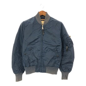 SALE/// ALPHA INDUSTRIES アルファ インダストリーズ フライトジャケット ミリタリー ネイビー (メンズ M) 中古 古着 P4103