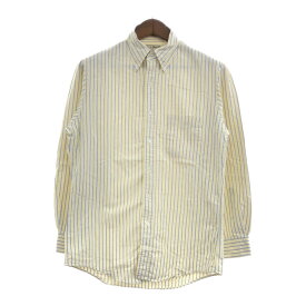 USA製 L.L.Bean エルエルビーン ボタンダウン長袖シャツ アメカジ ストライプ イエロー (メンズ -- L相当) 中古 古着 P5370