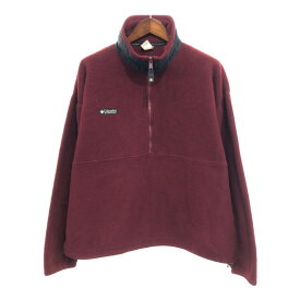 SALE///// 90年代 USA製 Columbia コロンビア ハーフジップ フリース プルオーバー ジャケット アウトドア ワインレッド (メンズ XL) 中古 古着 P5605