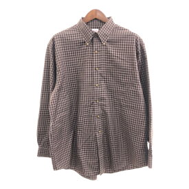 SALE///// 2000年代～ Brooks Brothers ブルックスブラザーズ コットン ボタンダウン チェック 長袖シャツ ブラウン (メンズ XL) 中古 古着 p5726