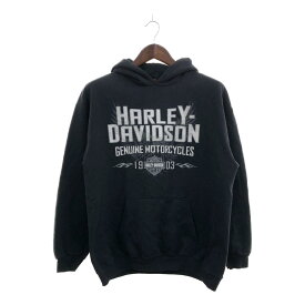 HARLEY DAVIDSON ハーレーダビッドソン ノースカロライナ ロゴ パーカー トップス バイク ブラック (メンズ L) 中古 古着 P7748