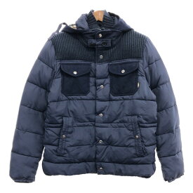 SALE///// Aquascutum アクアスキュータム ウール 切り返し ダウンジャケット アウター 防寒 ブルー (メンズ L) 中古 古着 P7984