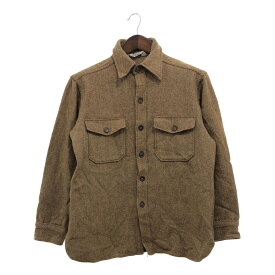 70年代 WOOLRICH ウールリッチ ウール 長袖シャツ トップス アメカジ ヴィンテージ ブラウン (メンズ L) 中古 古着 P8018