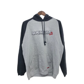 Quiksilver クイックシルバー 2トーン ロゴ スウェット パーカー トップス グレー (メンズ L相当) 中古 古着 P8648