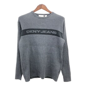 2000年代～ DKNY ダナキャランニューヨーク DKNY JEANS ロゴ リブニット セーター トップス グレー (メンズ L) 中古 古着 P8650