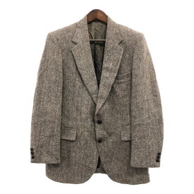 80年代 USA製 Harris Tweed ハリスツイード テーラードジャケット アウター ヘリンボーンツイル ブラウン (メンズ M相当) 中古 古着 P9585