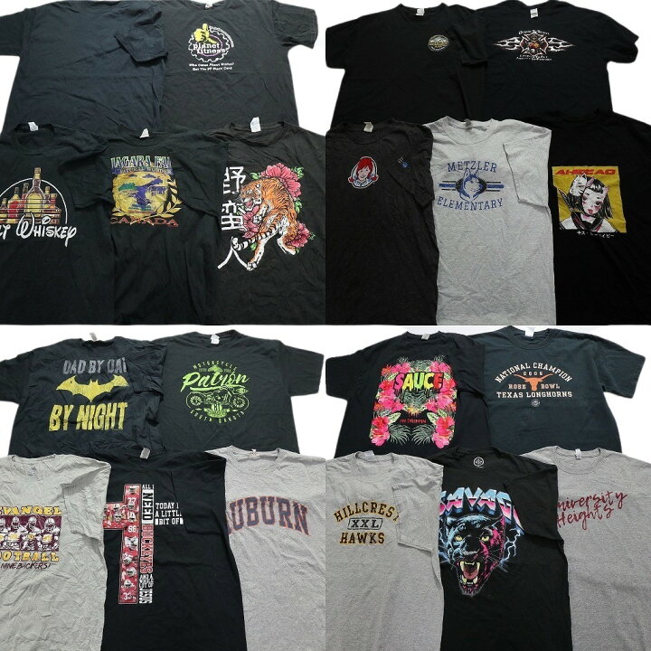 楽天市場】古着卸 まとめ売り 黒・グレー ボディ プリント 半袖Tシャツ 