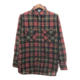 80年代 USA製 WOOLRICH ウールリッチ ウールシャツ トップス アメカジ チェック マルチカラー (メンズ L相当) 中古 古着 P9855