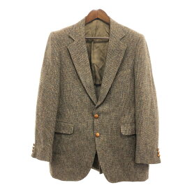 【B品】 80年代 USA製 Harris Tweed ハリスツイード ウール テーラードジャケット ブラウン (メンズ M相当) 中古 古着 Q0677